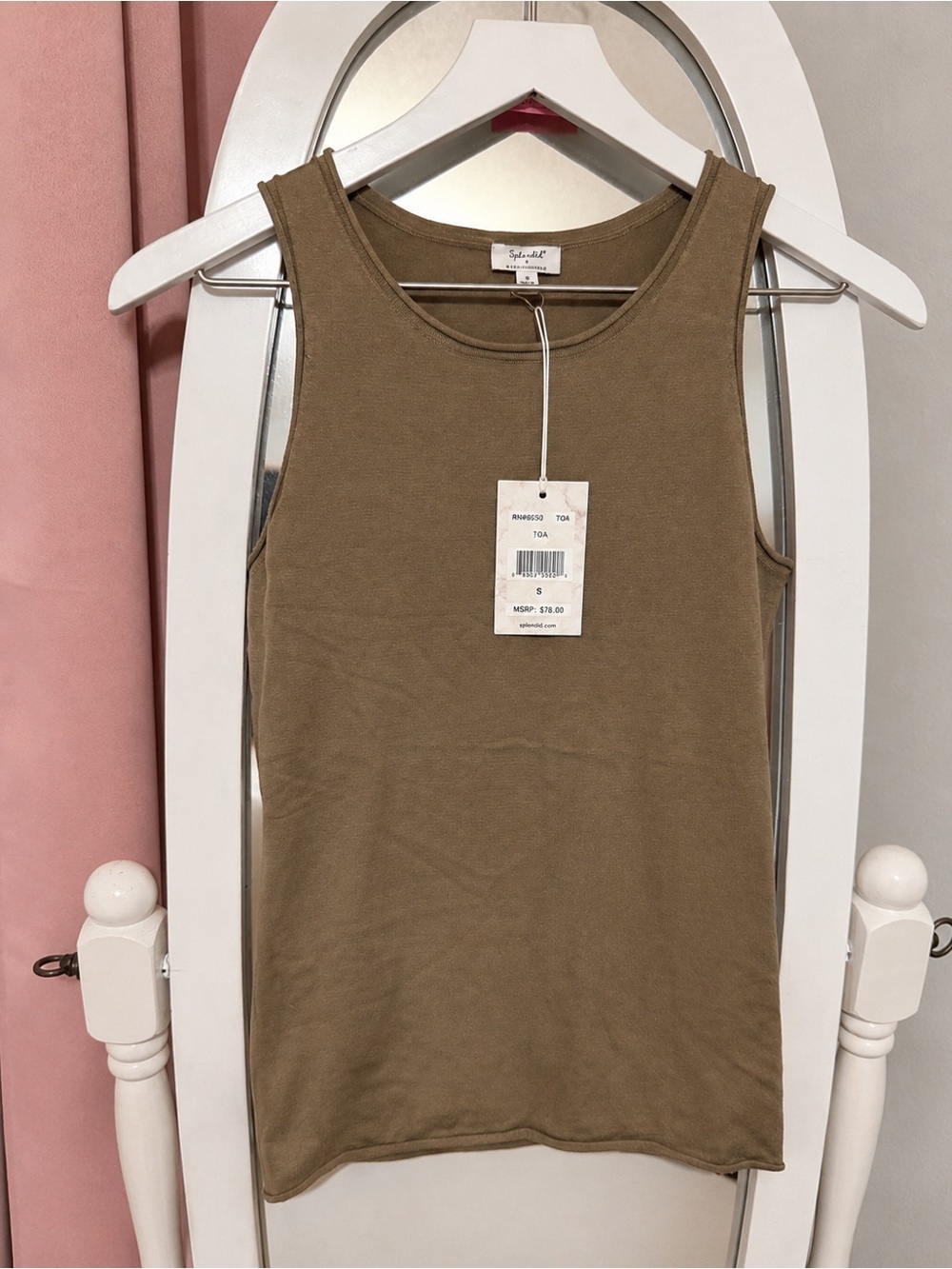 NWT Splendid x @CellaJaneBlog Ribbed Tank Top Taupe Brown Size